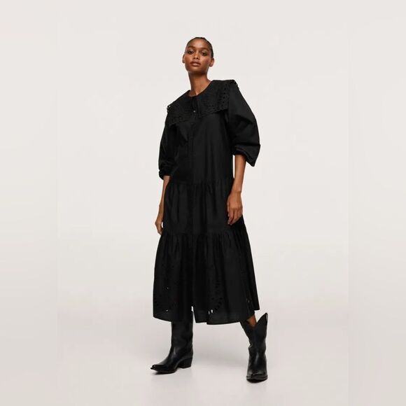 Mango Broderie Anglaise Dress Openwork Embroidered - Picture 3 of 9